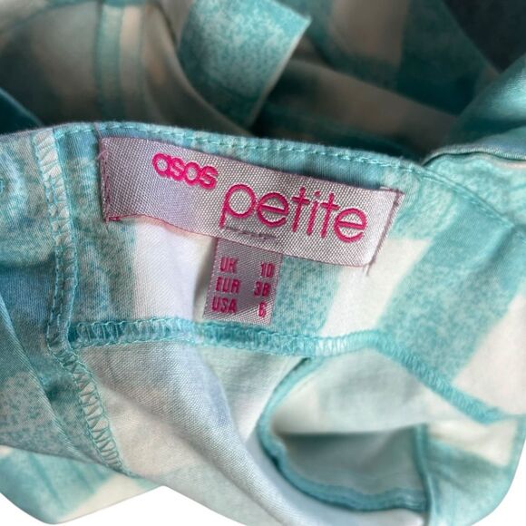 ASOS Aqua Blue Gingham 100% Cotton Strappy Crop Top Bra Top Size US 6 - Picture 6 of 6